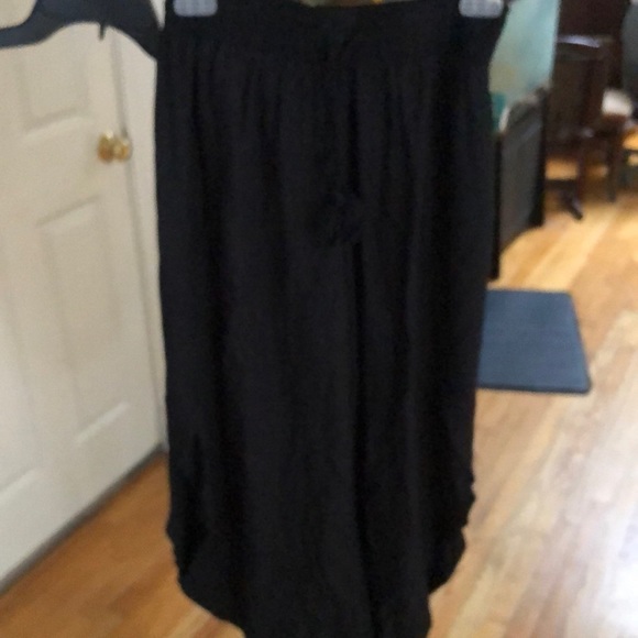 Maurices size X-Small black cropped wide leg high slit pants 100% cotton NWT - Picture 5 of 16